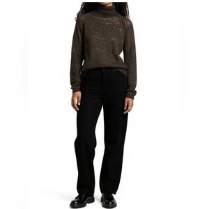 Turtleneck Sweater Black Sheer 🖤 DKNY Wool Blend Y2K Cozy Size S. VTG